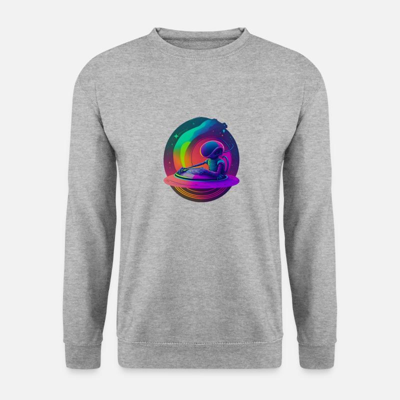 Außerirdischer DJ - Unisex Pullover - Weißgrau meliert