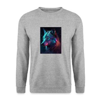 Wolf Galaxy Space Graphique Vabriant Couleur - Sweat-shirt Unisexe - gris chiné - Devant - Alina (178cm) & Michal (187cm)
