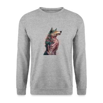 wolf zombie skeleton wolf - Unisex Sweatshirt - salt & pepper - Front - Alina (178cm) & Michal (187cm)