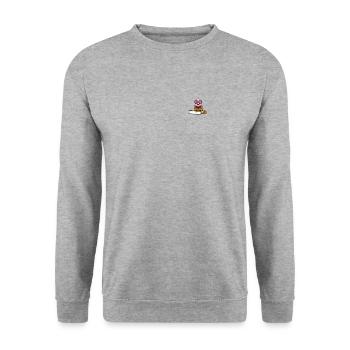 Nerd Bücherwurm liest Bücher Pocket - Unisex Pullover - Weißgrau meliert - Vorne - Alina (178cm) & Michal (187cm)