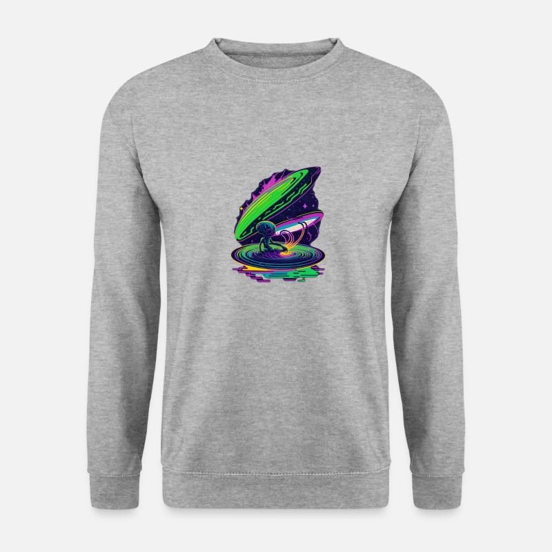 Weltraumbadender Außerirdischer - Unisex Pullover - Weißgrau meliert