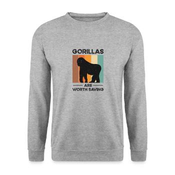 World Wildlife Day Gorilla Wildlife Animal - Unisex Sweatshirt - salt & pepper - Front - Alina (178cm) & Michal (187cm)
