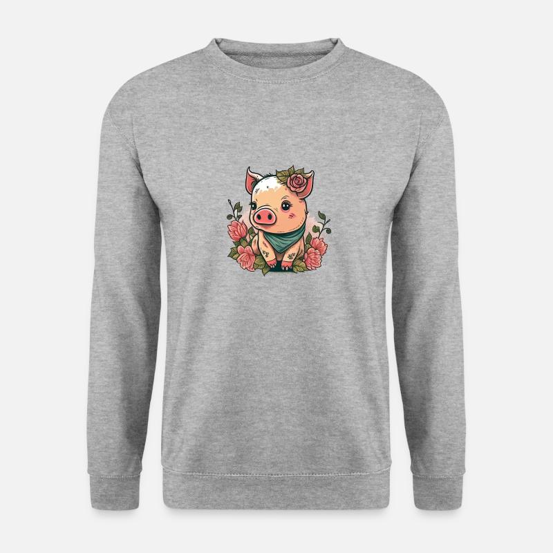 Ferkel mit Kopftuch - Unisex Pullover - Weißgrau meliert
