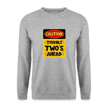 Caution: Terrible two on the way - Unisex Sweatshirt - salt & pepper - Front - Alina (178cm) & Michal (187cm)