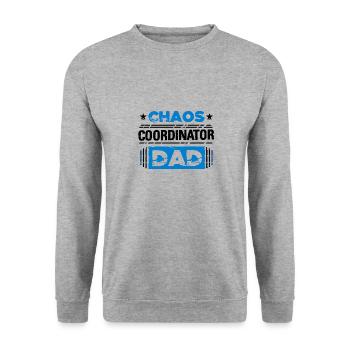 Chaos-Koordinator Papa Vatertag - Unisex Pullover - Weißgrau meliert - Vorne - Alina (178cm) & Michal (187cm)