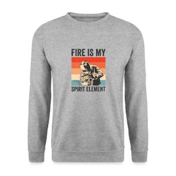 Welding Fire Spirit Element Metalworker Blacksmith - Unisex Sweatshirt - salt & pepper - Front - Alina (178cm) & Michal (187cm)