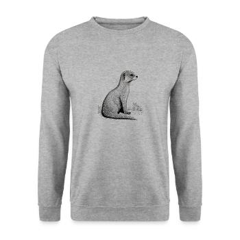 Mungo Zeichnung - Unisex Pullover - Weißgrau meliert - Vorne - Alina (178cm) & Michal (187cm)