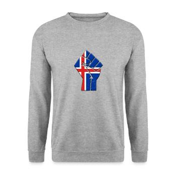 Isländische Flagge Isländischer Landstolz Einheimische - Unisex Pullover - Weißgrau meliert - Vorne - Alina (178cm) & Michal (187cm)