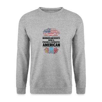 Né en Mongolie, Mongolie, Américain, États-Unis - Sweat-shirt Unisexe - gris chiné - Devant - Alina (178cm) & Michal (187cm)