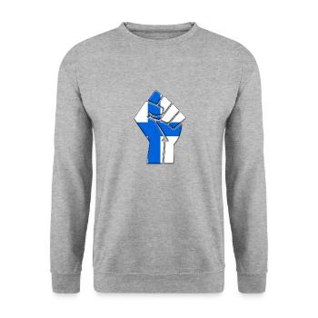 Finland Flag Finnish Country Pride Native - Unisex Sweatshirt - salt & pepper - Front - Alina (178cm) & Michal (187cm)