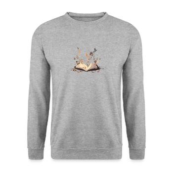 Livres de fleurs de papillon pour bibliophiles bibliothécaires - Sweat-shirt Unisexe - gris chiné - Devant - Alina (178cm) & Michal (187cm)