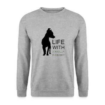 Life with a Ratler is the best - Unisex Sweatshirt - salt & pepper - Front - Alina (178cm) & Michal (187cm)