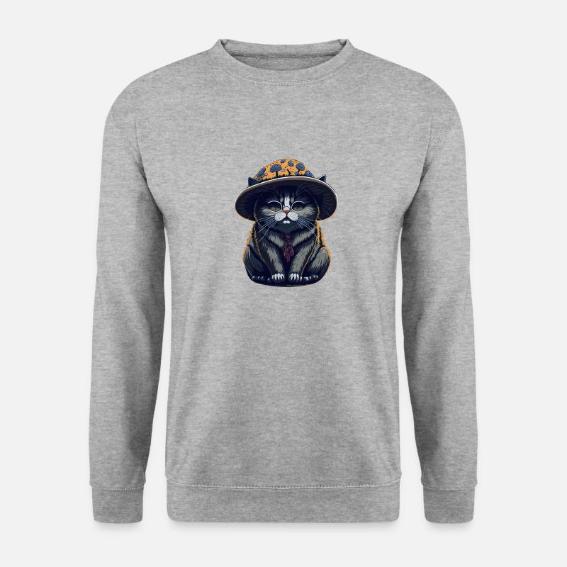 Chubby Cat with Mushroom Hat - Unisex Sweatshirt - salt & pepper