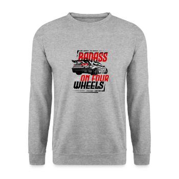 Badass on four wheels for a car enthusiast - Unisex Sweatshirt - salt & pepper - Front - Alina (178cm) & Michal (187cm)