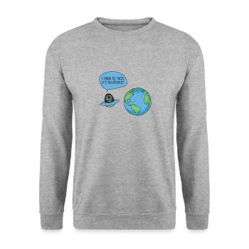 Space Alien Astronomy Alien Spaceship Comic - Unisex Sweatshirt - salt & pepper - Front - Alina (178cm) & Michal (187cm)
