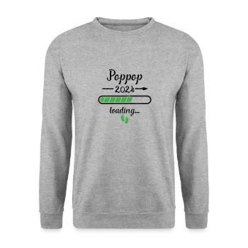 Poppop 2024 Loading Schwangerschaft Großvater - Unisex Pullover - Weißgrau meliert - Vorne - Alina (178cm) & Michal (187cm)