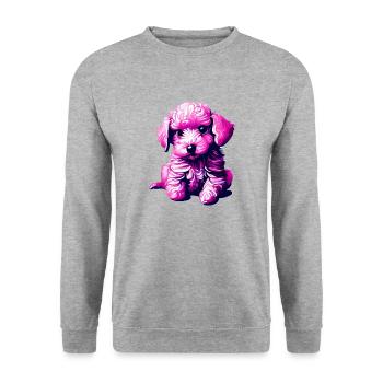 Hundewelpe Pudel Hundeliebe Pudelwelpe Hundehalter - Unisex Pullover - Weißgrau meliert - Vorne - Alina (178cm) & Michal (187cm)