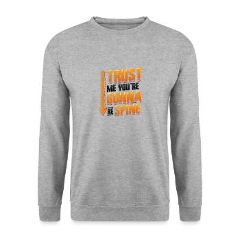 Vertrauen Sie Mir, ich bin Chiropraktiker - Unisex Pullover - Weißgrau meliert - Vorne - Alina (178cm) & Michal (187cm)