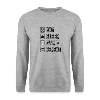Eat Sleep Game Repeat - Unisex Sweatshirt - salt & pepper - Front - Alina (178cm) & Michal (187cm)