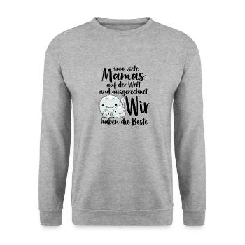 So viele Mamas auf der Welt Muttertag Geschenk - Unisex Pullover - Weißgrau meliert - Vorne - Alina (178cm) & Michal (187cm)