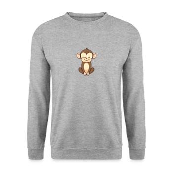 Cute monkey sits relaxed - Unisex Sweatshirt - salt & pepper - Front - Alina (178cm) & Michal (187cm)