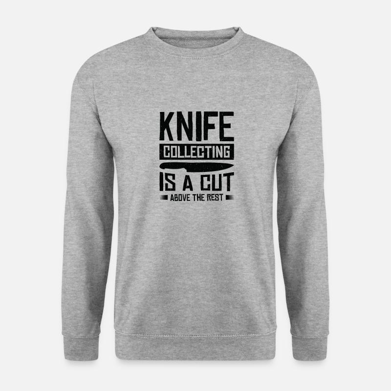Messersammler Messer Sammeln - Unisex Pullover - Weißgrau meliert