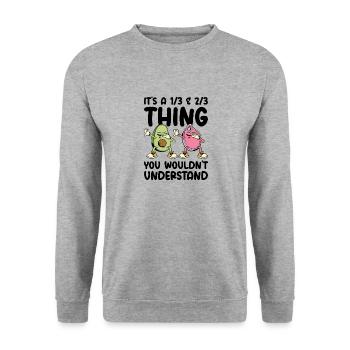 Keto Diet Avocat Fruit Ketogenic Diet Viande - Sweat-shirt Unisexe - gris chiné - Devant - Alina (178cm) & Michal (187cm)