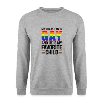 Mein Schwiegersohn ist schwul und ich liebe ihn - Unisex Pullover - Weißgrau meliert - Vorne - Alina (178cm) & Michal (187cm)