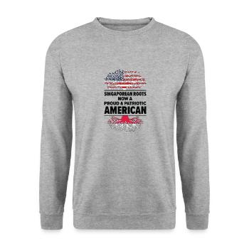 Geboren in Singapur Singapur Amerikaner USA - Unisex Pullover - Weißgrau meliert - Vorne - Alina (178cm) & Michal (187cm)