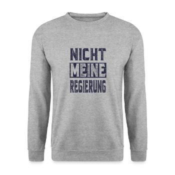 Nicht Meine Regierung - Protest Demo Shirt - Unisex Pullover - Weißgrau meliert - Vorne - Alina (178cm) & Michal (187cm)