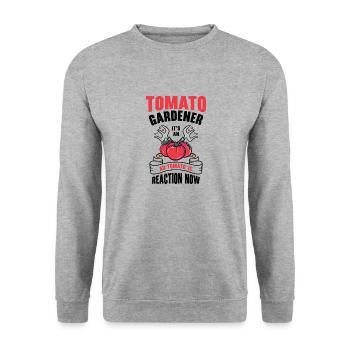 Tomato Gardening Lover Lustiger Gärtner - Unisex Pullover - Weißgrau meliert - Vorne - Alina (178cm) & Michal (187cm)