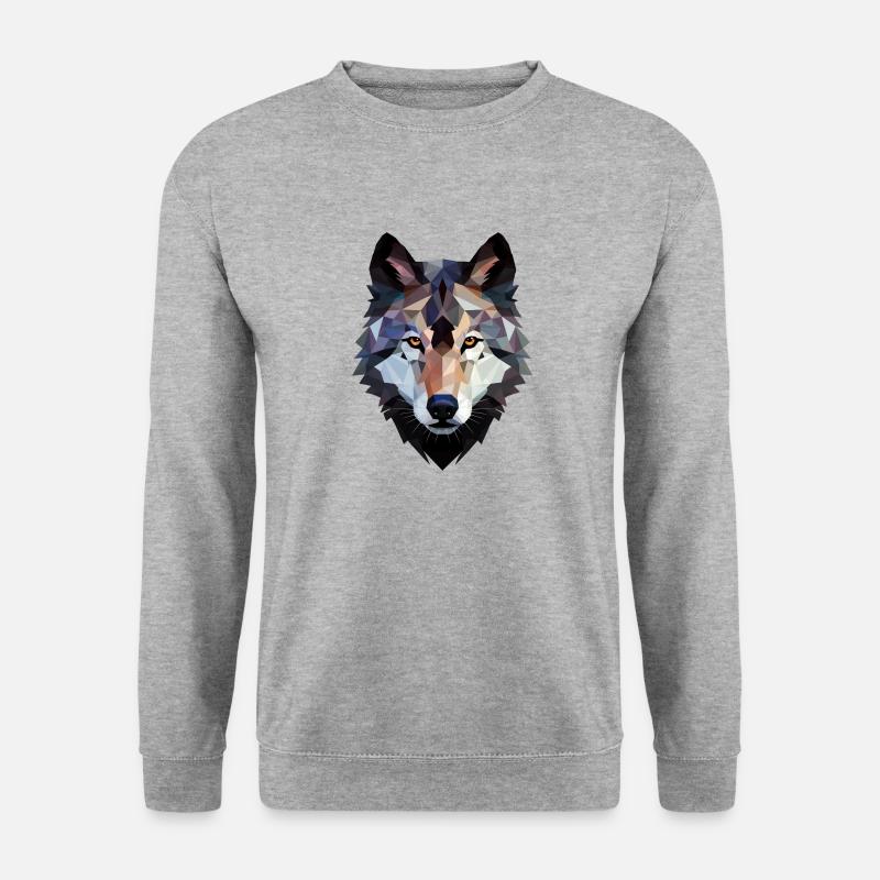 Wolf Kopf - Unisex Pullover - Weißgrau meliert