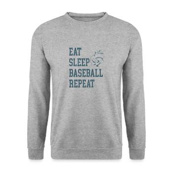 Eat Sleep Baseball Repeat Retro Sport - Unisex Sweatshirt - salt & pepper - Front - Alina (178cm) & Michal (187cm)