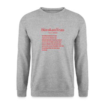 Bürokauffrau Definition - Unisex Pullover - Weißgrau meliert - Vorne - Alina (178cm) & Michal (187cm)