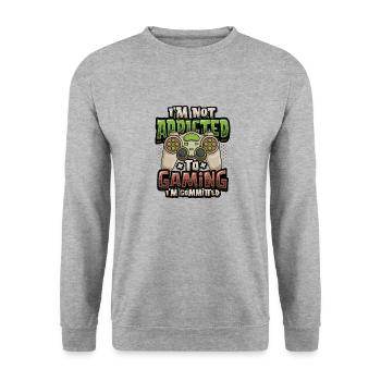 Ich bin nicht spielsüchtig, sondern ein Spieler - Unisex Pullover - Weißgrau meliert - Vorne - Alina (178cm) & Michal (187cm)