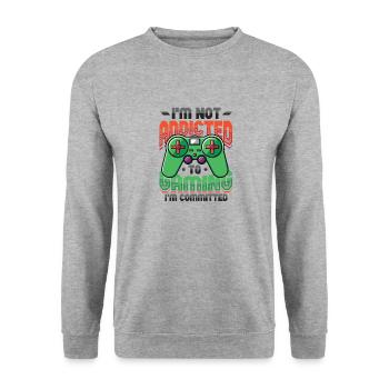 Ich bin nicht spielsüchtig, sondern ein Spieler - Unisex Pullover - Weißgrau meliert - Vorne - Alina (178cm) & Michal (187cm)