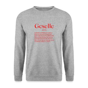Geselle Definition - Unisex Pullover - Weißgrau meliert - Vorne - Alina (178cm) & Michal (187cm)