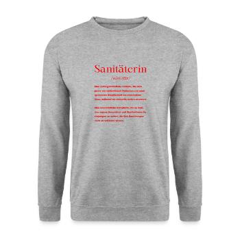 Sanitäterin Definition - Unisex Pullover - Weißgrau meliert - Vorne - Alina (178cm) & Michal (187cm)