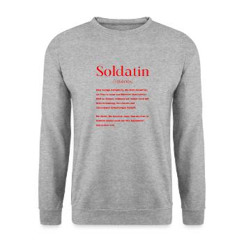 Soldatin Definition - Unisex Pullover - Weißgrau meliert - Vorne - Alina (178cm) & Michal (187cm)
