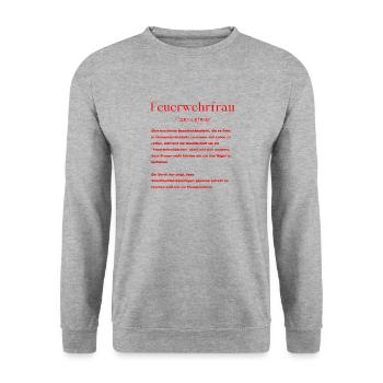 Feuerwehrfrau Definition - Unisex Pullover - Weißgrau meliert - Vorne - Alina (178cm) & Michal (187cm)
