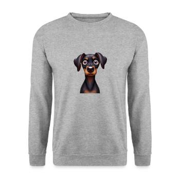 Adorable Doberman Puppy Graphic - Unisex Sweatshirt - salt & pepper - Front - Alina (178cm) & Michal (187cm)