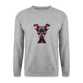 Adorable Doberman Pinscher Cartoon - Unisex Sweatshirt - salt & pepper - Front - Alina (178cm) & Michal (187cm)
