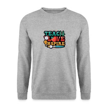 Lehrer Unterrichten, Liebe Inspiriert - Unisex Pullover - Weißgrau meliert - Vorne - Alina (178cm) & Michal (187cm)