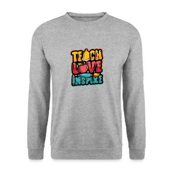 Teachers teach, love inspires - Unisex Sweatshirt - salt & pepper - Front - Alina (178cm) & Michal (187cm)