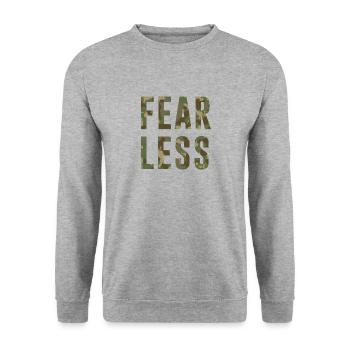Furchtloses Tarnmuster - Unisex Pullover - Weißgrau meliert - Vorne - Alina (178cm) & Michal (187cm)
