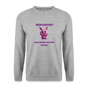 Kein Kaffee verrückter Hase - Unisex Pullover - Weißgrau meliert - Vorne - Alina (178cm) & Michal (187cm)