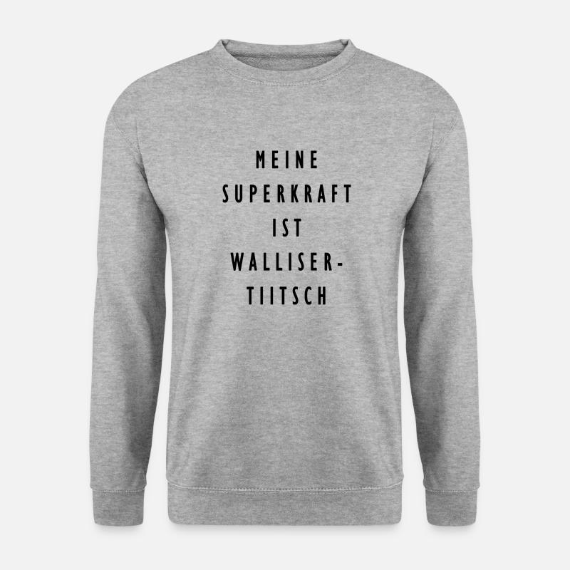 Superkraft Wallisertiitsch - Unisex Pullover - Weißgrau meliert