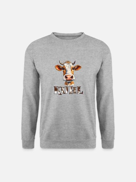 Lustiges Kuh, Spruch Kuhl, Bauern Land - Unisex Pullover - Weißgrau meliert