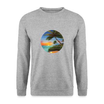 Summer Holiday Sun Palm Beach Palm Island - Unisex Sweatshirt - salt & pepper - Front - Alina (178cm) & Michal (187cm)
