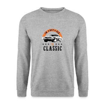 Muscle Cars Klassiker Retro Hotrod Oldtimer - Unisex Pullover - Weißgrau meliert - Vorne - Alina (178cm) & Michal (187cm)